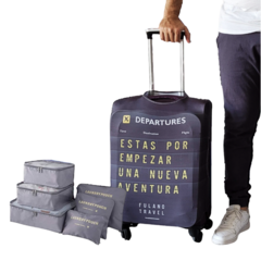 Kit De Viaje: Funda Cubre Valija Chica Carry On + Set 6 Organizadores - Aeropuerto - comprar online