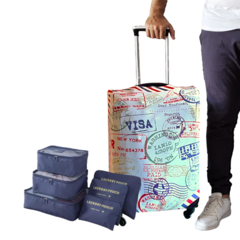 Kit De Viaje: Funda Cubre Valija Chica Carry On + Set 6 Organizadores - Carta - comprar online