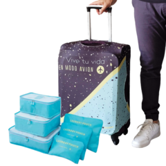 Kit De Viaje: Funda Cubre Valija Chica Carry On + Set 6 Organizadores - Modo Avión - comprar online