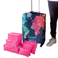 Kit De Viaje: Funda Cubre Valija Chica Carry On + Set 6 Organizadores - Mapa Connect - comprar online