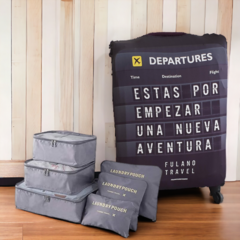Kit De Viaje: Funda Cubre Valija 23kg + Set 6 Organizadores - Aeropuerto
