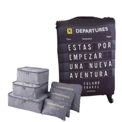 Kit De Viaje: Funda Cubre Valija 23kg + Set 6 Organizadores - Aeropuerto - comprar online