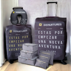 Kit De Viaje: Fundas Cubre Valijas 23Kg + Carry On + Set 6 Organizadores + Cuello - Aeropuerto