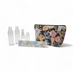 Set Neceser De Viaje + 4 Envases Para Rellenar ¡CON STICKERS PARA IDENTIFICAR! - Flowers - Fulano y Mengano