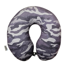 Almohada Cuello Cervical Viaje Plush - Camuflado Gris