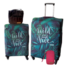 Kit De Viaje: Funda Cubre Valija Cabotaje + Funda Valija 23kg + Neceser Portacosmeticos + Portadocumento - Wild and Free - comprar online