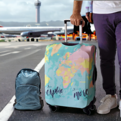 Kit De Viaje: Funda Cubre Valija Carry On + Mochila Plegable - Mapa