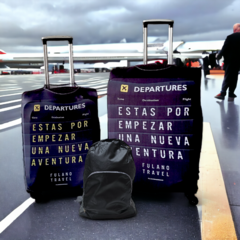 Kit De Viaje: Funda Cubre Valija 23 Kg + Funda Carry On + Mochila Plegable - Aeropuerto