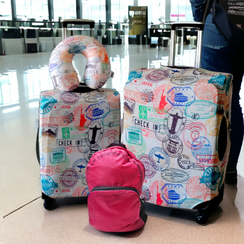 Kit De Viaje Funda Cubre Valija 23 Kg Funda Carry On Mochila Plegable Cuello Sellos