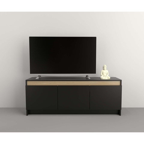 MESA TV CERRADA RACK TABLE`S 3P NEGRO/OLMO