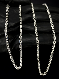 Conjunto Tijolinho 3mm corrente + pulseira - Prata 925