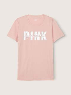 Remera Rosa Estampa Plateada XS/S M Pink Victoria's Secret - comprar online