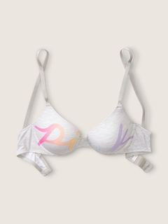 Corpiño Gris Rainbow Logo PINK Con Aro Con Push-up 34C Victoria's Secret - Ninna's Choice