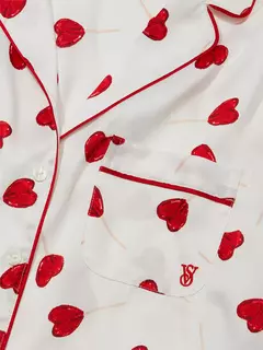 Pijama de Saten Blanco Corazones Rojos S Linea Signature Victoria´s Secret - comprar online