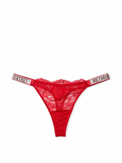 Bombacha Panty Roja Encaje Logo Strasses Colaless S M L Victoria's Secret