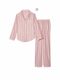 Pijama Franela Rosa Rayado Lurex Plata + Colita Pelo S Linea Signature Victoria's Secret - comprar online