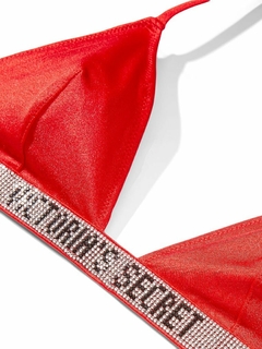 Corpiño Bikini Triángulo Rojo Forrado con Padding Removible Strasses S Swim Collection Victoria's Secret