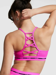 Corpino Top Fucsia Negro Breteles Cruzados Pink S 85 90 M 90 95 L 95
