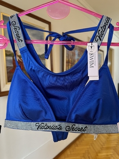 Corpiño Bikini Triángulo Azul Francia Forrado con Padding Removible Strasses S Swim Collection Victoria's Secret - Ninna's Choice