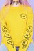 Camiseta Manga Longa Sad Days Club detalhe manga e costas AMARELO - Unissex