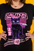 Camiseta Dangerous Cat detalhe manga PRETO - Feminina