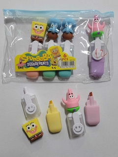 Caneta marca textos kit Turma do Bob Esponja