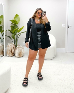 KIMONO + CROPPED LASTEX TEREZA - PRETO