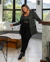 BLAZER ALONGADO + CROPPED XADREZ DANIELA - PRETO - comprar online