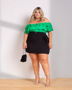 BLUSA CIGANINHA BABADO SARA - VERDE - D' VINA PLUS SIZE