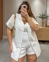 TRIJUNTO LAISE (BLUSA + SHORTS + KIMONO) CRYSTAL - BRANCO