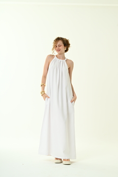 Vestido Branco Bolso - biareisstore