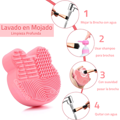 Limpia Brochas Maquillaje -2 En 1 - En Seco Y Humedo! Rosa / Fucsia/beige - comprar online