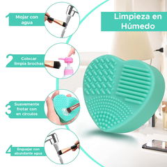 Limpia Brochas Maquillaje -2 En 1 - En Seco Y Humedo! Corazon Rosa/verde/violeta - comprar online