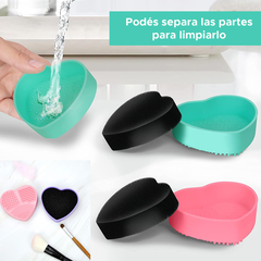 Limpia Brochas Maquillaje -2 En 1 - En Seco Y Humedo! Corazon Rosa/verde/violeta - tienda online