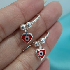 ARGOLLAS CORAZON OJO TURCO ROJO BOLITAS 18mm - PL