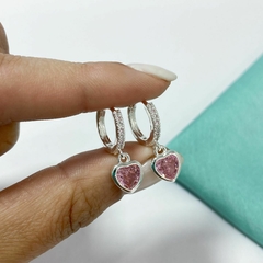 ARGOLLAS CORAZON MYA CUBIC ROSA - PL.LAMINADA