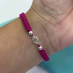 PULSERA/TOBILLERA MACRAME FUCSIA CUBIC BLANCO ALVI - PL - comprar online