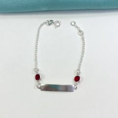 PULSERA MEDALLA Y CUBIC ROJO - PL