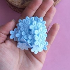Aplique florzinha tecido azul bebê - 20 unidades