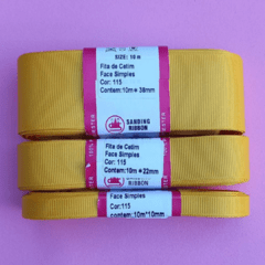 Fita lisa gorgurão Sanding cor 115(Amarelo gema) - 10 metros
