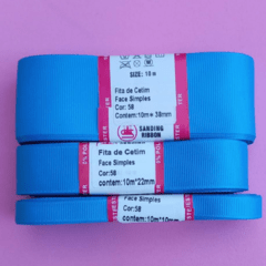 Fita lisa gorgurão Sanding cor 58(Azul turquesa) - 10 metros