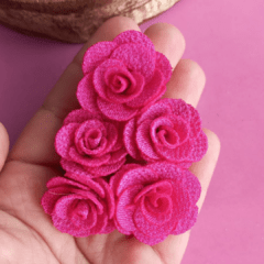 Aplique tecido flor pink - unidade