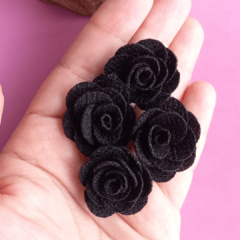 Aplique tecido flor preto - unidade