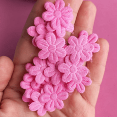 Aplique florzinha tecido rosa claro - 20 unidades