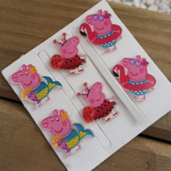 Kit aplique acrílico Peppa pig - 6 unidades