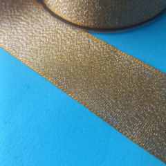 Fita gliter cetim lurex 38mm dourado - metro