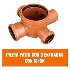 IPS PILETA DE PATIO C/SIFÓN 3 ENTRADAS 110x63x40 HH DESAGÜE (Desagüe Cloacal)