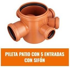 IPS PILETA DE PATIO C/SIFÓN 5 ENTRADAS 110x63x40 HH DESAGÜE (Desagüe Cloacal)