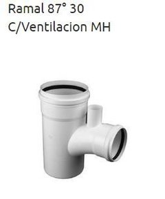 RAMAL 87 30° MH C/VENTILACION 110mm DESAGÜE JUNTA ELASTICA TIGRE (Desagüe Cloacal)