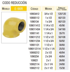 CODO RED 90° 1x3/4' HH EPOXI LATYN (Epoxi, Gas)